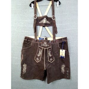NEW Chubbies Mens 2XL XXL Lederhosen Brown Suede Lamb Leather German Oktoberfest